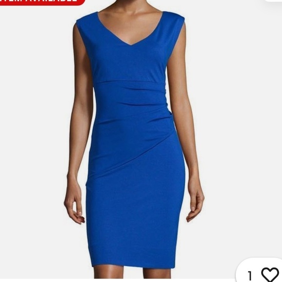 Diane von Furstenberg Blue Bevin Cap-Sleeve Ruched Sheath dress size 8 - Picture 2 of 6